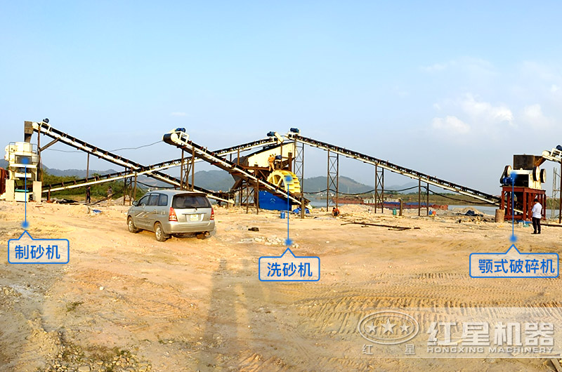 a方案现场设备，鹅卵石制沙、洗洗沙